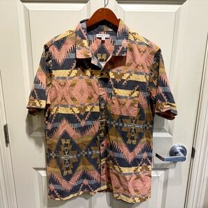 Frye and Co Mens Short Sleeve Southwestern Aztec Print SS Shirt Large Tall